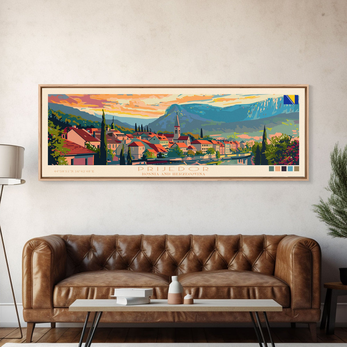 Prijedor Bosnia Travel Art, City Art, Framed Canvas Print or Metal Wall Art, Europe Travel Poster, Panoramic Wall Art, Extra Wide Wall Art