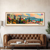 Pula Croatia Panoramic Travel Poster, Framed Canvas Print or Metal Wall Art, Travel Art, Home Decor, Panoramic Painting, Midcentury Art