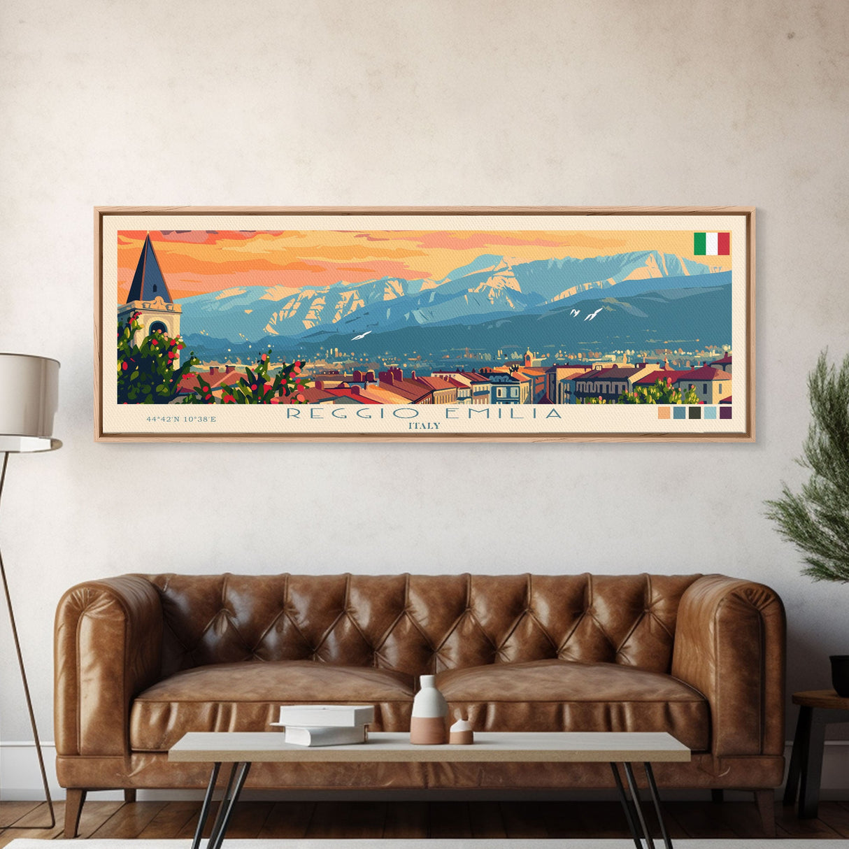 Reggio Emilia Travel Print Wall Art, Panoramic City Art, Travel Art, Wall Decor, Vacation Gift, Framed Canvas Print Or Metal Art