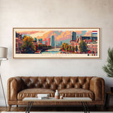 Rotterdam Netherlands Wall Art, Panoramic Travel Poster, Panoramic Framed Canvas Print, City Wall Art, Wall Hanging Home Decor, Travel Art