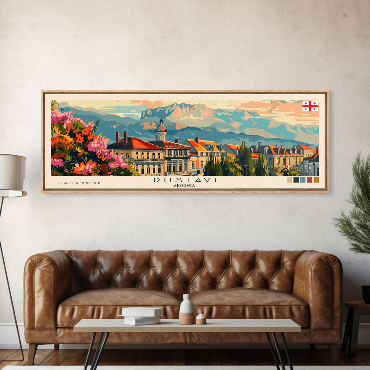 Rustavi Georgia Travel Art, City Art, Framed Canvas Print or Metal Wall Art, Europe Travel Poster, Panoramic Wall Art, Extra Wide Wall Art