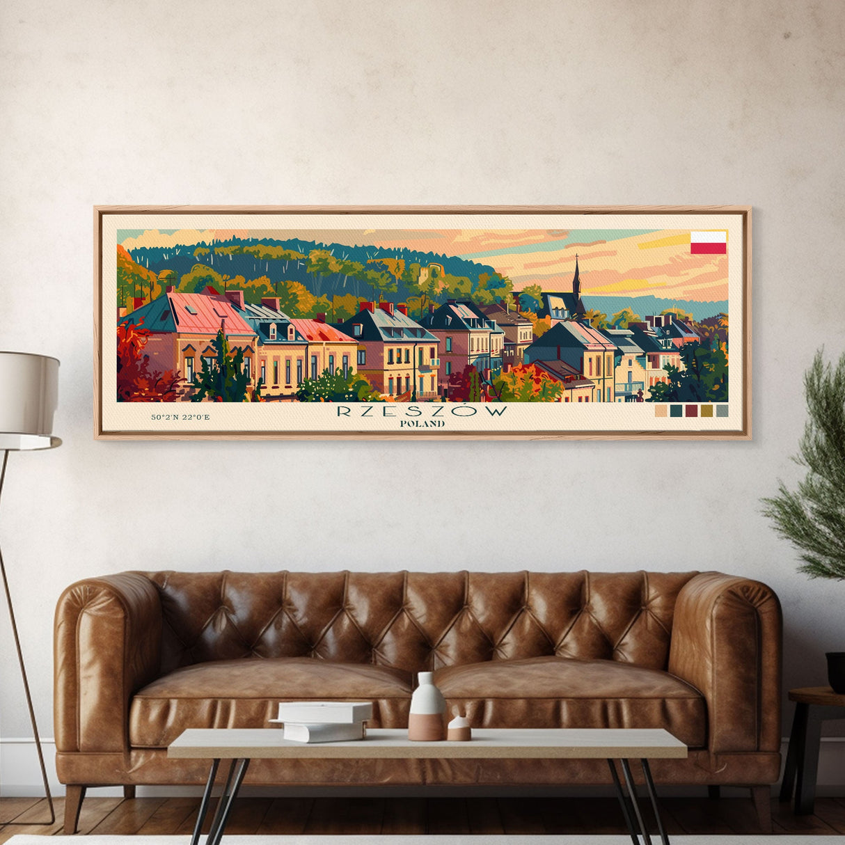 Rzeszow Poland Wall Art, Panoramic Travel Poster, Panoramic Framed Canvas Print, City Wall Art, Wall Hanging Home Decor, Travel Art