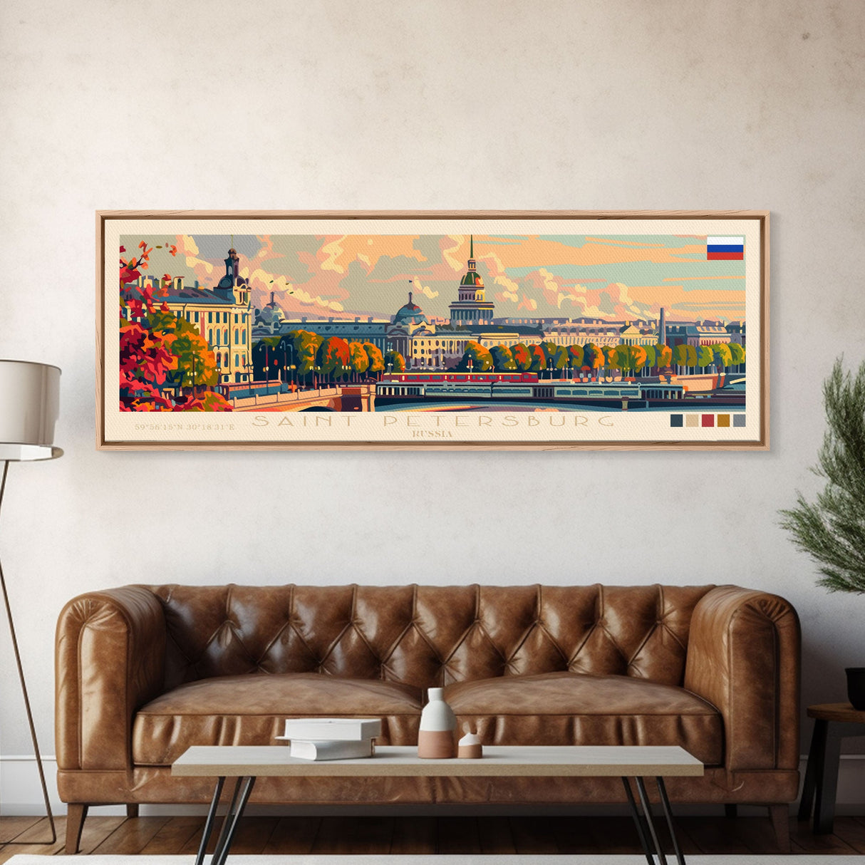 Saint Petersburg Russia Wall Art, Panoramic Travel Poster, Panoramic Framed Canvas Print, City Wall Art, Wall Hanging Home Decor, Travel Art