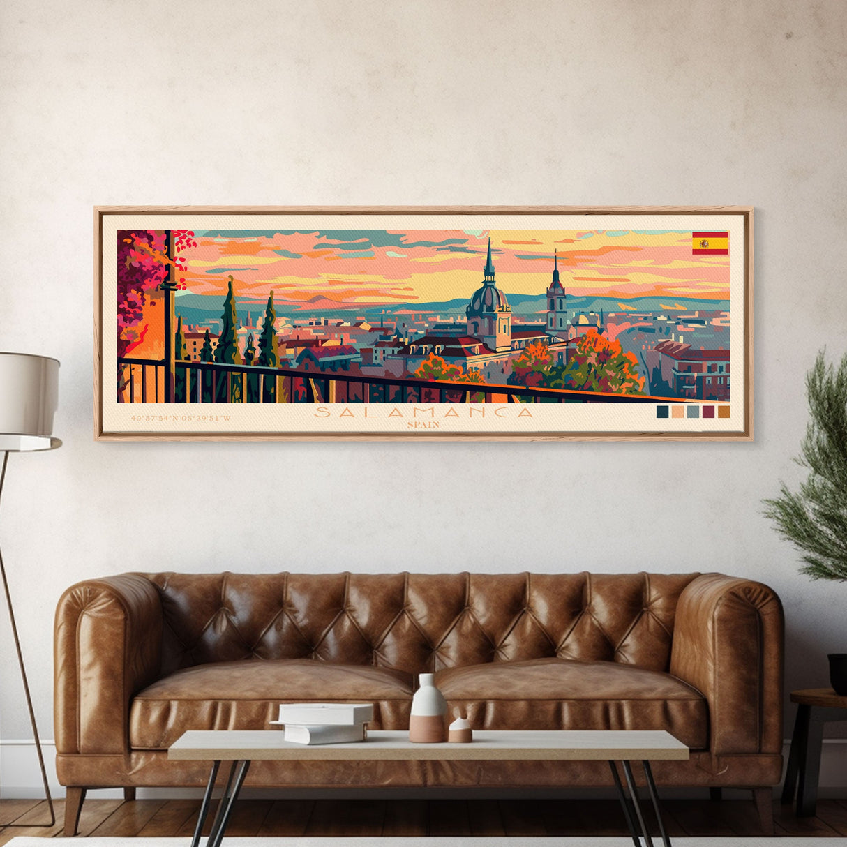 Salamanca Spain Travel Print Wall Art, Panoramic City Art, Travel Art, Wall Decor, Vacation Gift, Framed Canvas Print Or Metal Art