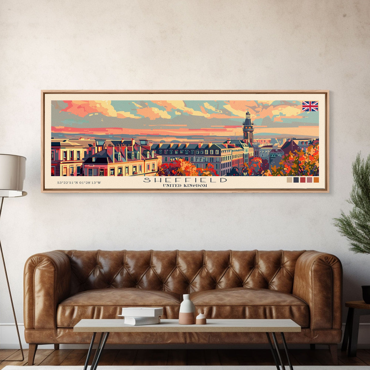 Sheffield United Kingdom Wall Art, Panoramic Travel Poster, Panoramic Framed Canvas Print, City Wall Art, Wall Hanging Home Decor, Travel Art