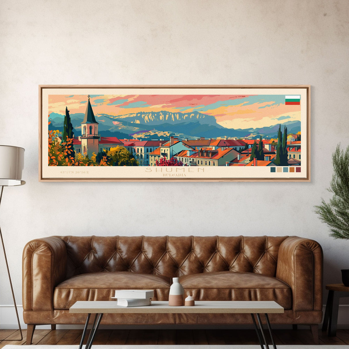 Shumen Bulgaria Travel Art, City Art, Framed Canvas Print or Metal Wall Art, Europe Travel Poster, Panoramic Wall Art, Extra Wide Wall Art