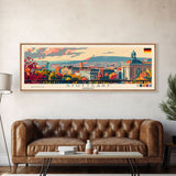 Stuttgart Germany Wall Art, Panoramic Travel Poster, Panoramic Framed Canvas Print, City Wall Art, Wall Hanging Home Decor, Travel Art