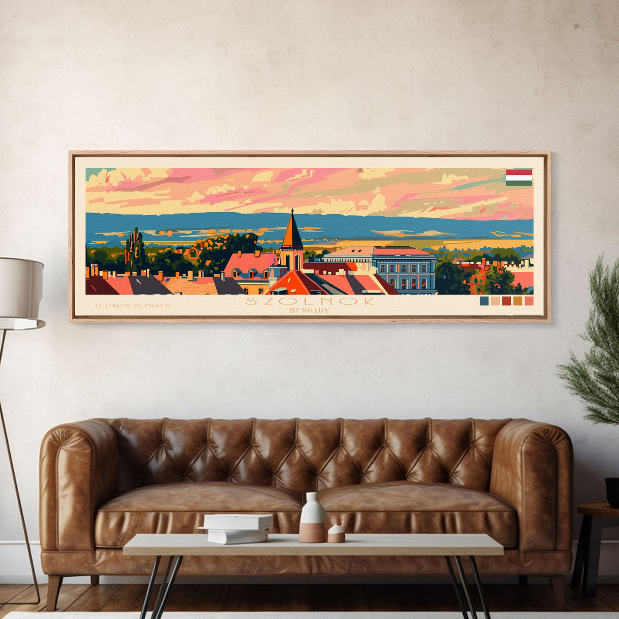 Szolnok Hungary Wall Art, Panoramic Travel Poster, Panoramic Framed Canvas Print, City Wall Art, Wall Hanging Home Decor, Travel Art