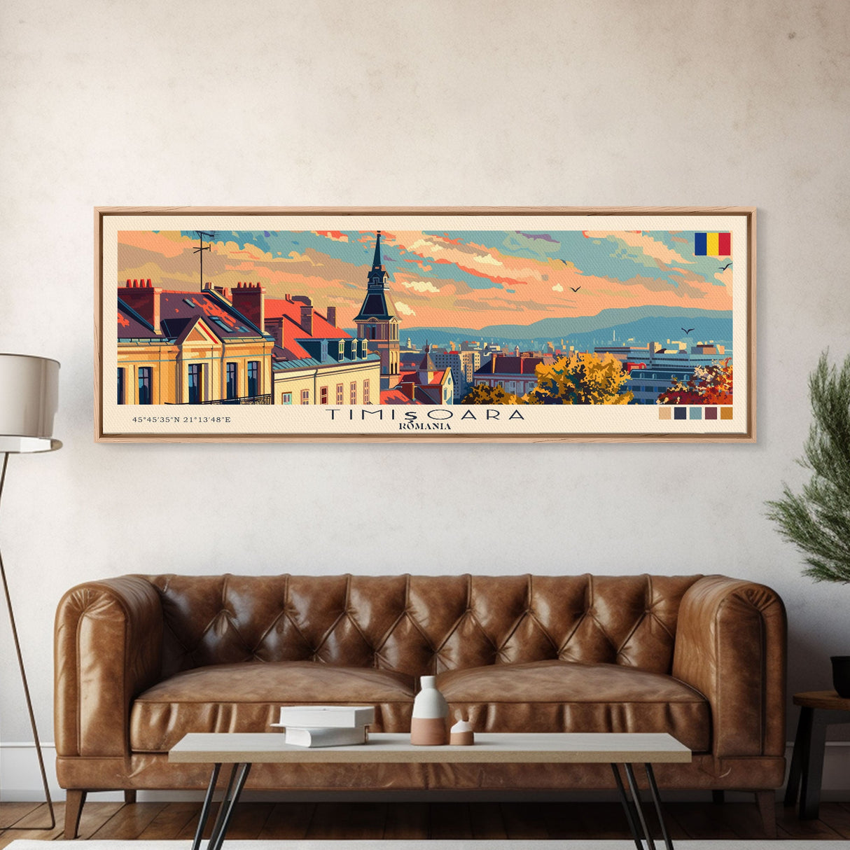 Timisoara Romania Travel Print Wall Art, Panoramic City Art, Travel Art, Wall Decor, Vacation Gift, Framed Canvas Print Or Metal Art