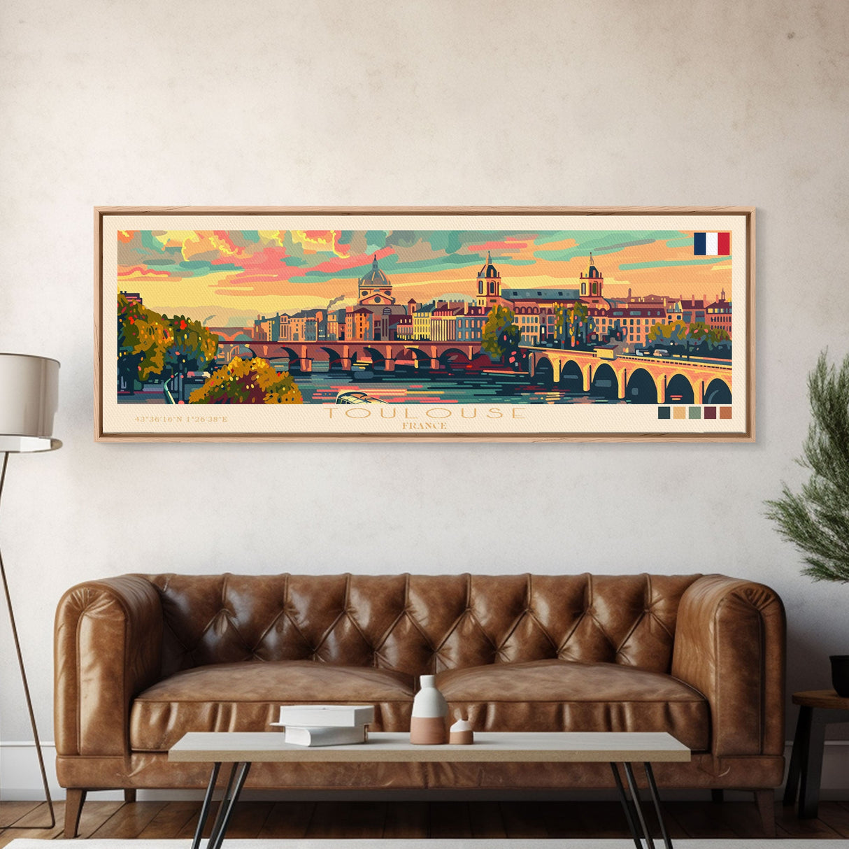 Toulouse France Wall Art, Panoramic Travel Poster, Panoramic Framed Canvas Print, City Wall Art, Wall Hanging Home Decor, Travel Art