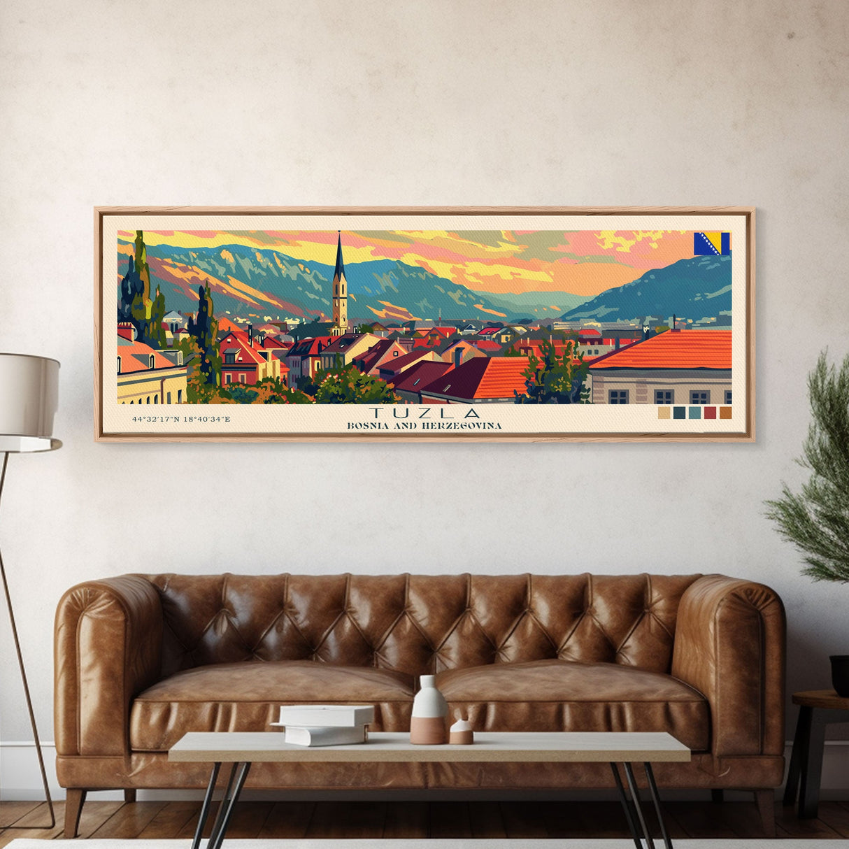 Tuzla Bosnia Travel Print Wall Art, Panoramic City Art, Travel Art, Wall Decor, Vacation Gift, Framed Canvas Print Or Metal Art