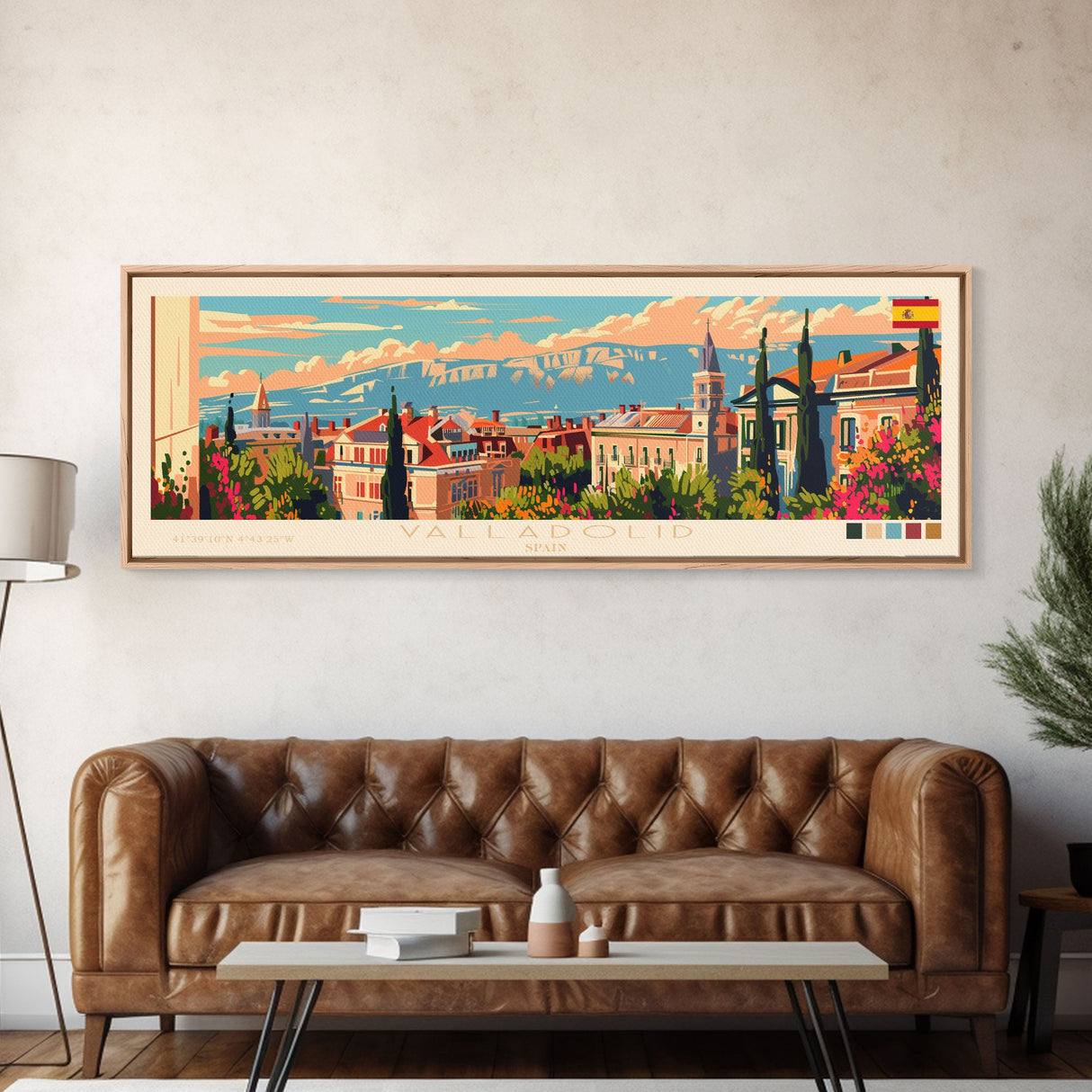 Valladolid Spain Wall Art, Panoramic Travel Poster, Panoramic Framed Canvas Print, City Wall Art, Wall Hanging Home Decor, Travel Art