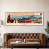 Vienna Austria Panoramic Travel Poster, Framed Canvas Print or Metal Wall Art, Travel Art, Home Decor, Panoramic Painting, Midcentury Art