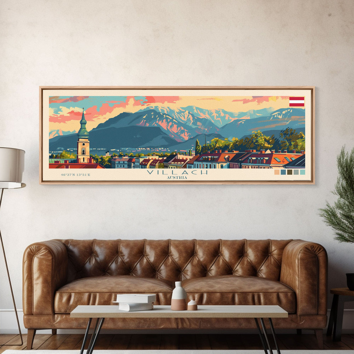 Villach Austria Travel Art, City Art, Framed Canvas Print or Metal Wall Art, Europe Travel Poster, Panoramic Wall Art, Extra Wide Wall Art