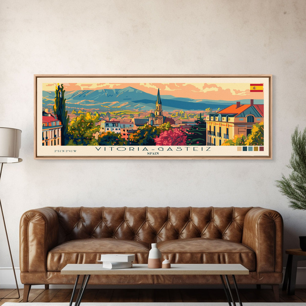 Vitoria Gasteiz Spain Travel Art, City Art, Framed Canvas Print or Metal Wall Art, Europe Travel Poster, Panoramic Wall Art, Extra Wide Wall Art