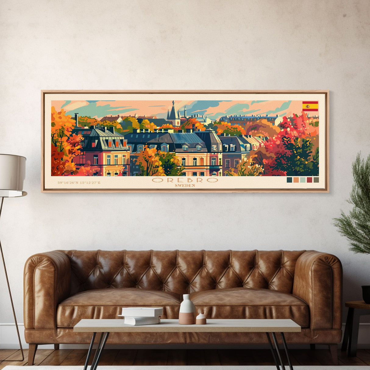 Orebro Sweden Travel Art, City Art, Framed Canvas Print or Metal Wall Art, Europe Travel Poster, Panoramic Wall Art, Extra Wide Wall Art