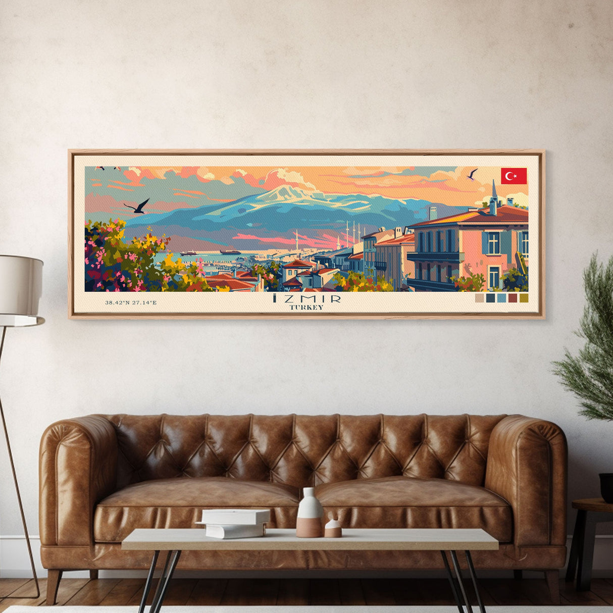 Izmir Turkey Travel Print Wall Art, Panoramic City Art, Travel Art, Wall Decor, Vacation Gift, Framed Canvas Print Or Metal Art