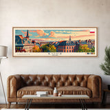 Łódź Poland Art, City Art, Framed Canvas Print or Metal Wall Art, Europe Travel Poster, Panoramic Wall Art, Extra Wide Wall Art