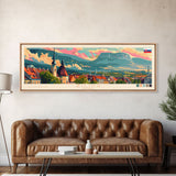 Zilina Slovakia Panoramic Travel Poster, Framed Canvas Print or Metal Wall Art, Travel Art, Home Decor, Panoramic Painting, Midcentury Art