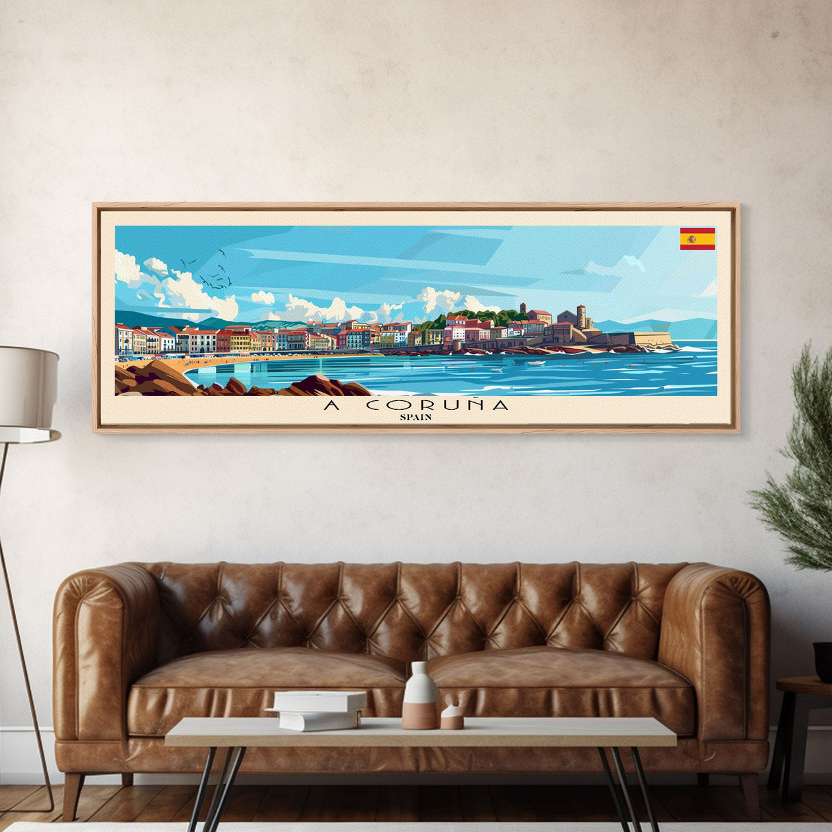 A Coruńa Spain Travel Art, City Art, Framed Canvas Print or Metal Wall Art, Europe Travel Poster, Panoramic Wall Art, Extra Wide Wall Art