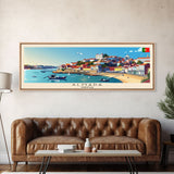 Almada  Portugal Travel Art, City Art, Framed Canvas Print or Metal Wall Art, Europe Travel Poster, Panoramic Wall Art, Extra Wide Wall Art