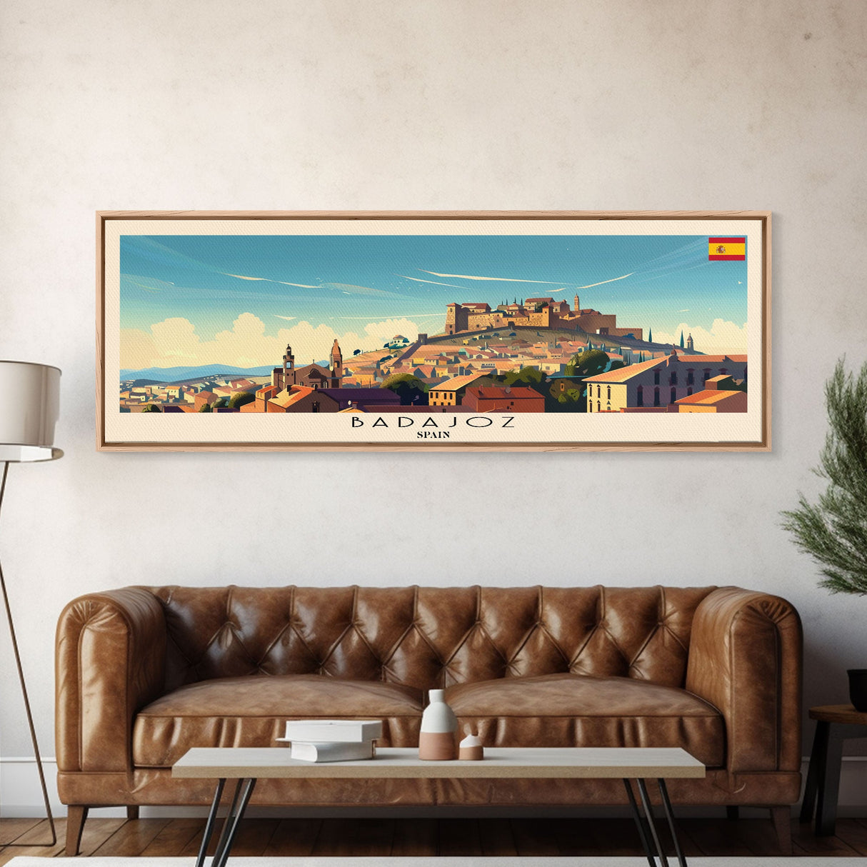 Badajoz Spain Wall Art, Panoramic Travel Poster, Panoramic Framed Canvas Print, City Wall Art, Wall Hanging Home Decor, Travel Art