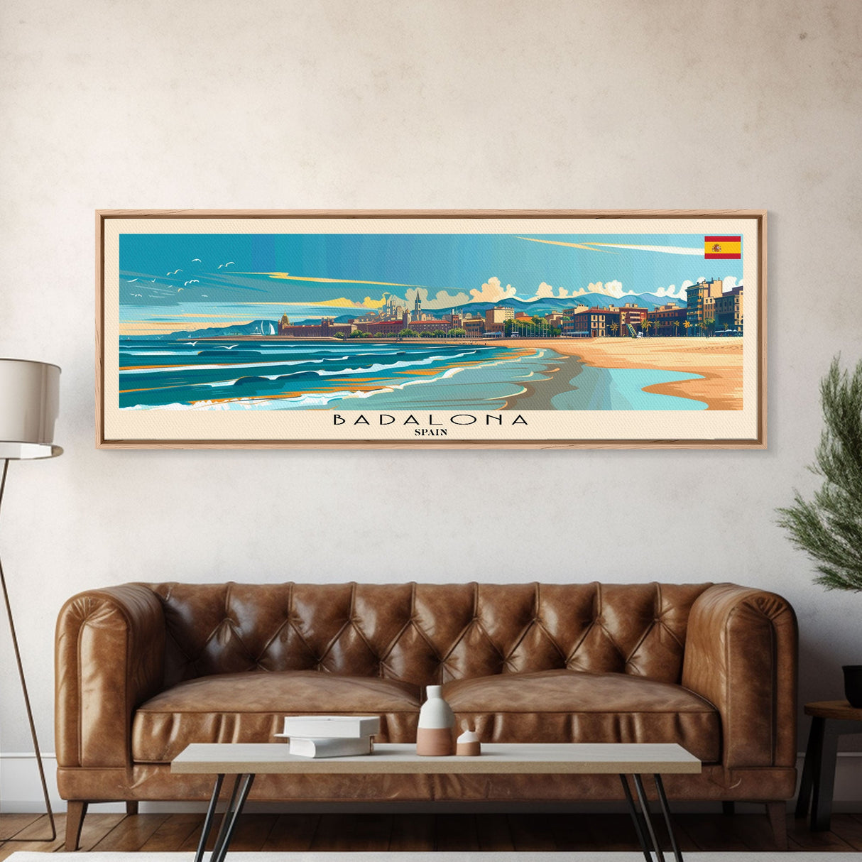 Badalona Spain Travel Print Wall Art, Panoramic City Art, Travel Art, Wall Decor, Vacation Gift, Framed Canvas Print Or Metal Art