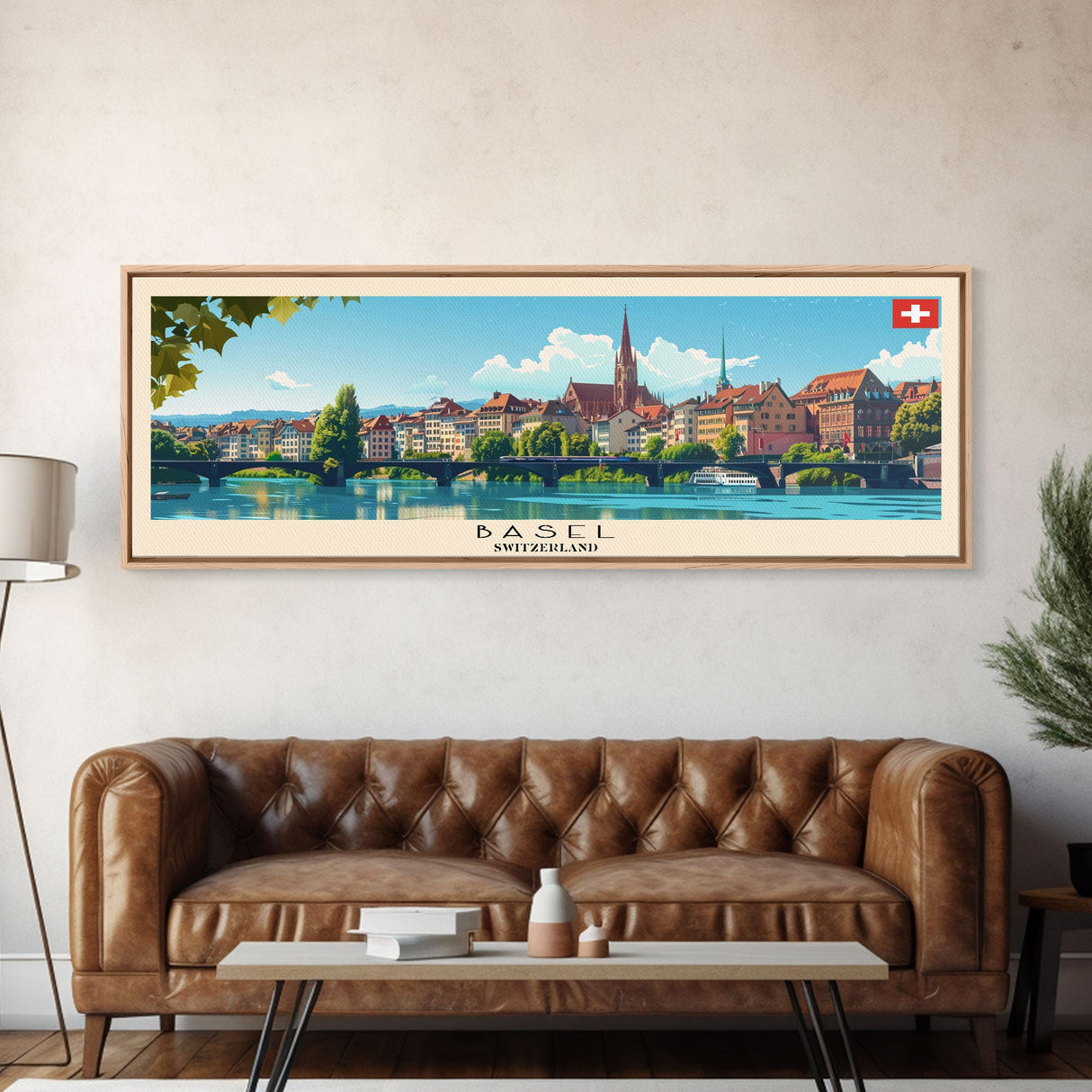 Basel SwitzerlandTravel Art, City Art, Framed Canvas Print or Metal Wall Art, Europe Travel Poster, Panoramic Wall Art, Extra Wide Wall Art