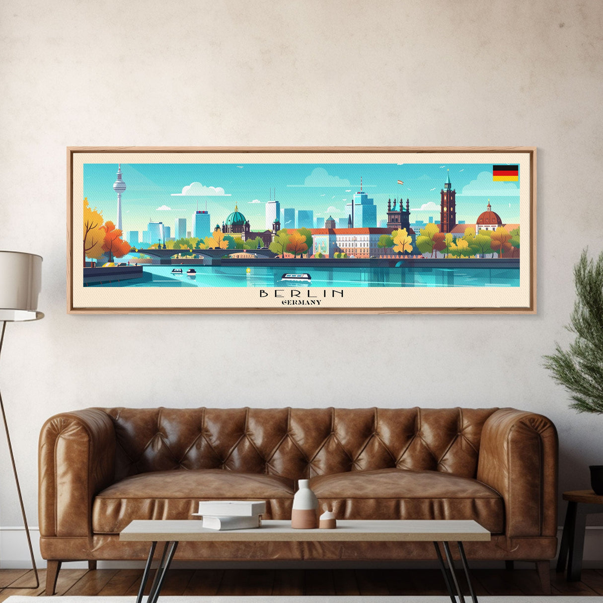 Berlin Germany Travel Print Wall Art, Panoramic City Art, Travel Art, Wall Decor, Vacation Gift, Framed Canvas Print Or Metal Art