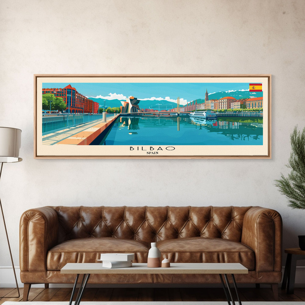 Bilbao Spain Wall Art, Panoramic Travel Poster, Panoramic Framed Canvas Print, City Wall Art, Wall Hanging Home Decor, Travel Art