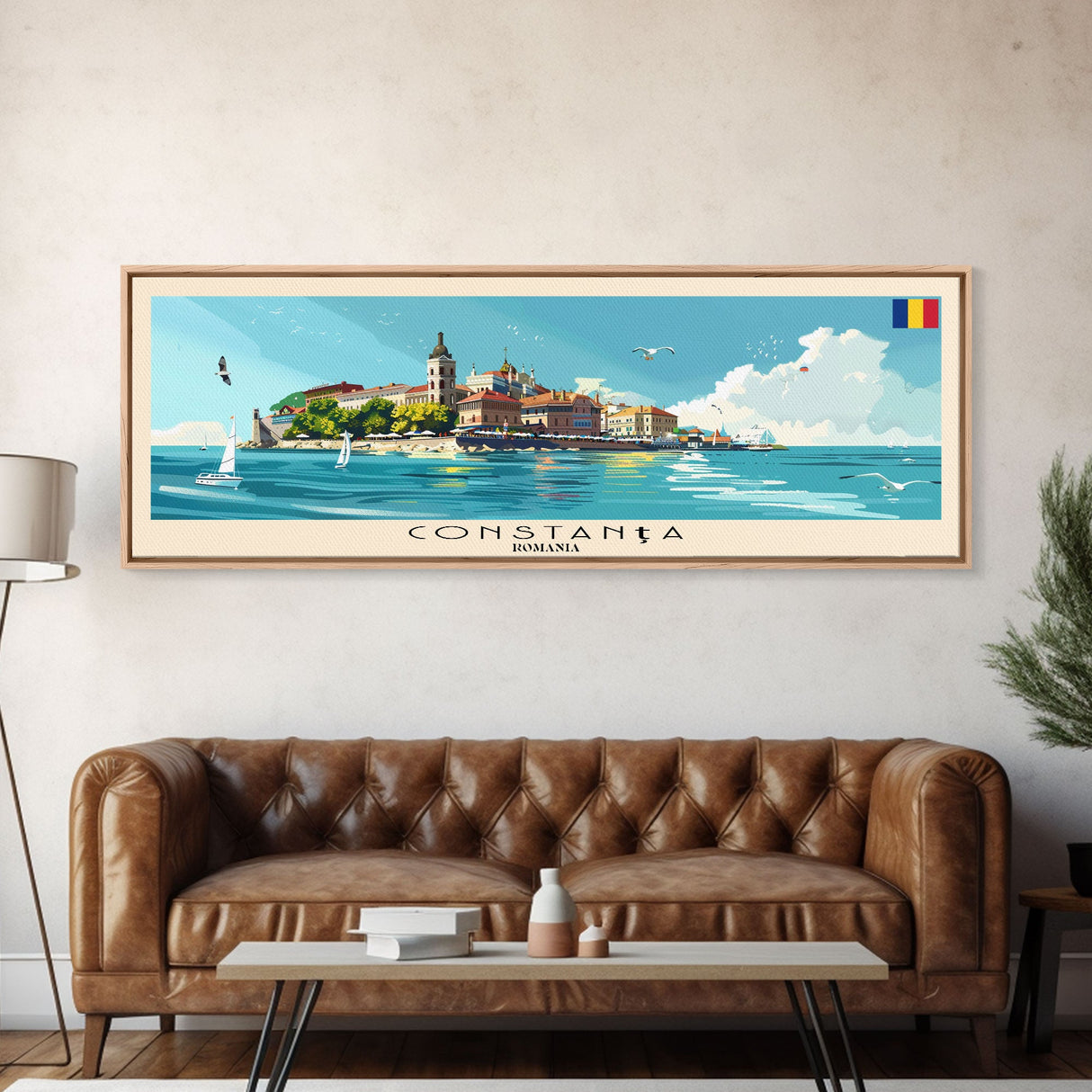 Constana Romania Wall Art, Panoramic Travel Poster, Panoramic Framed Canvas Print, City Wall Art, Wall Hanging Home Decor, Travel Art