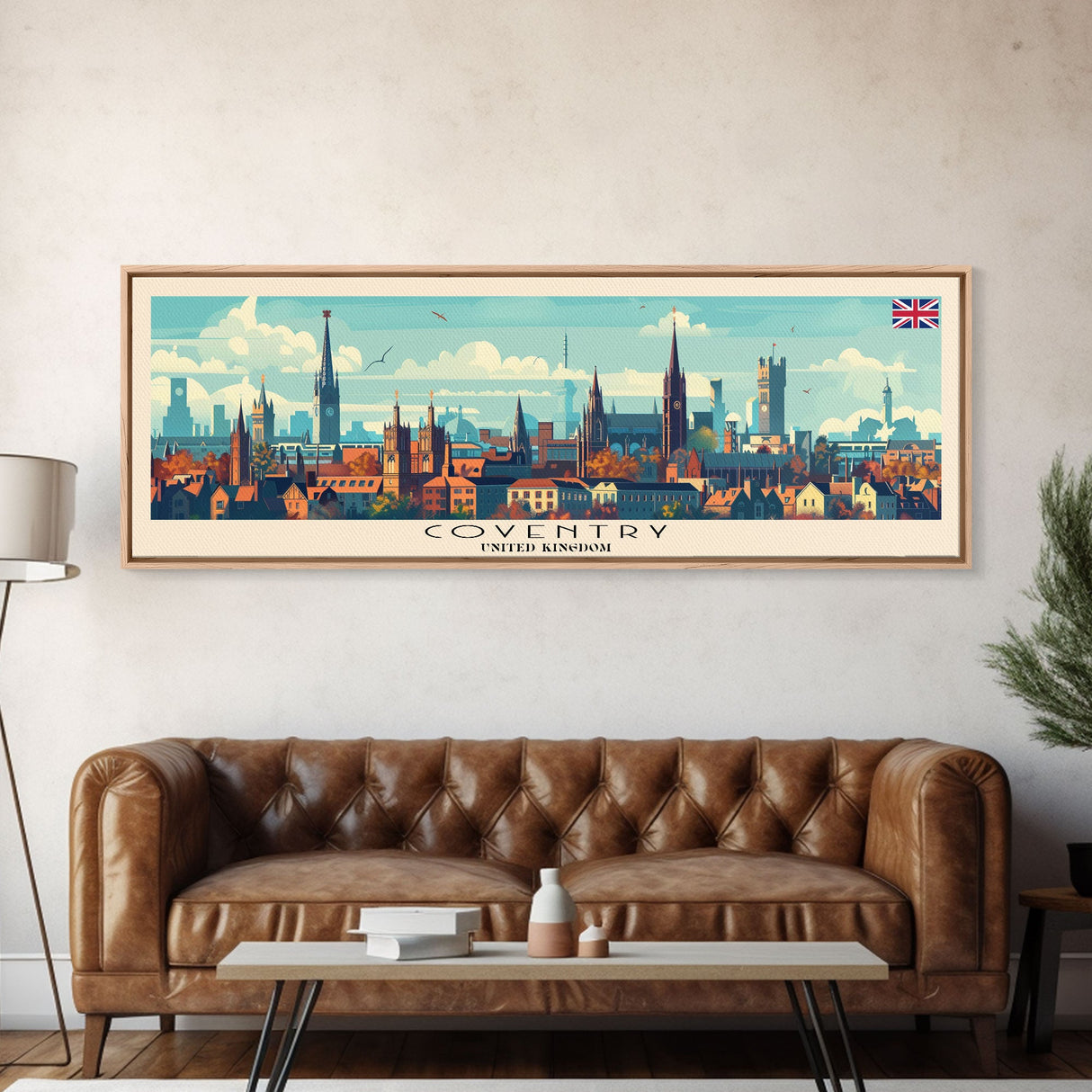 Coventry United Kingdom Wall Art, Panoramic Travel Poster, Panoramic Framed Canvas Print, City Wall Art, Wall Hanging Home Decor, Travel Art