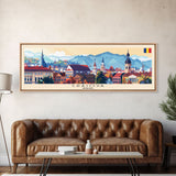 Craiova Romania Travel Print Wall Art, Panoramic City Art, Travel Art, Wall Decor, Vacation Gift, Framed Canvas Print Or Metal Art