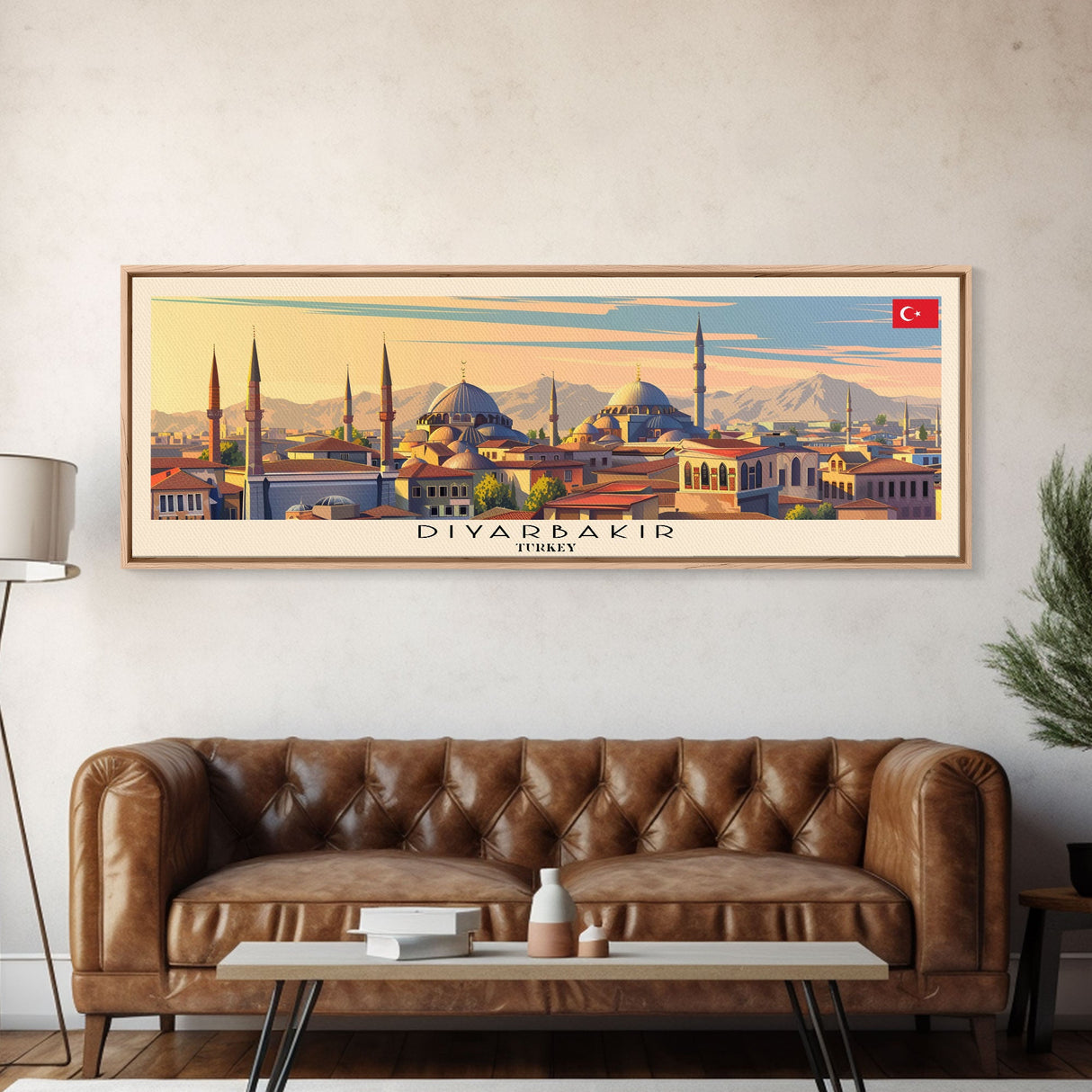 Diyarbakr Turkey Panoramic Travel Poster, Framed Canvas Print or Metal Wall Art, Travel Art, Home Decor, Panoramic Painting, Midcentury Art