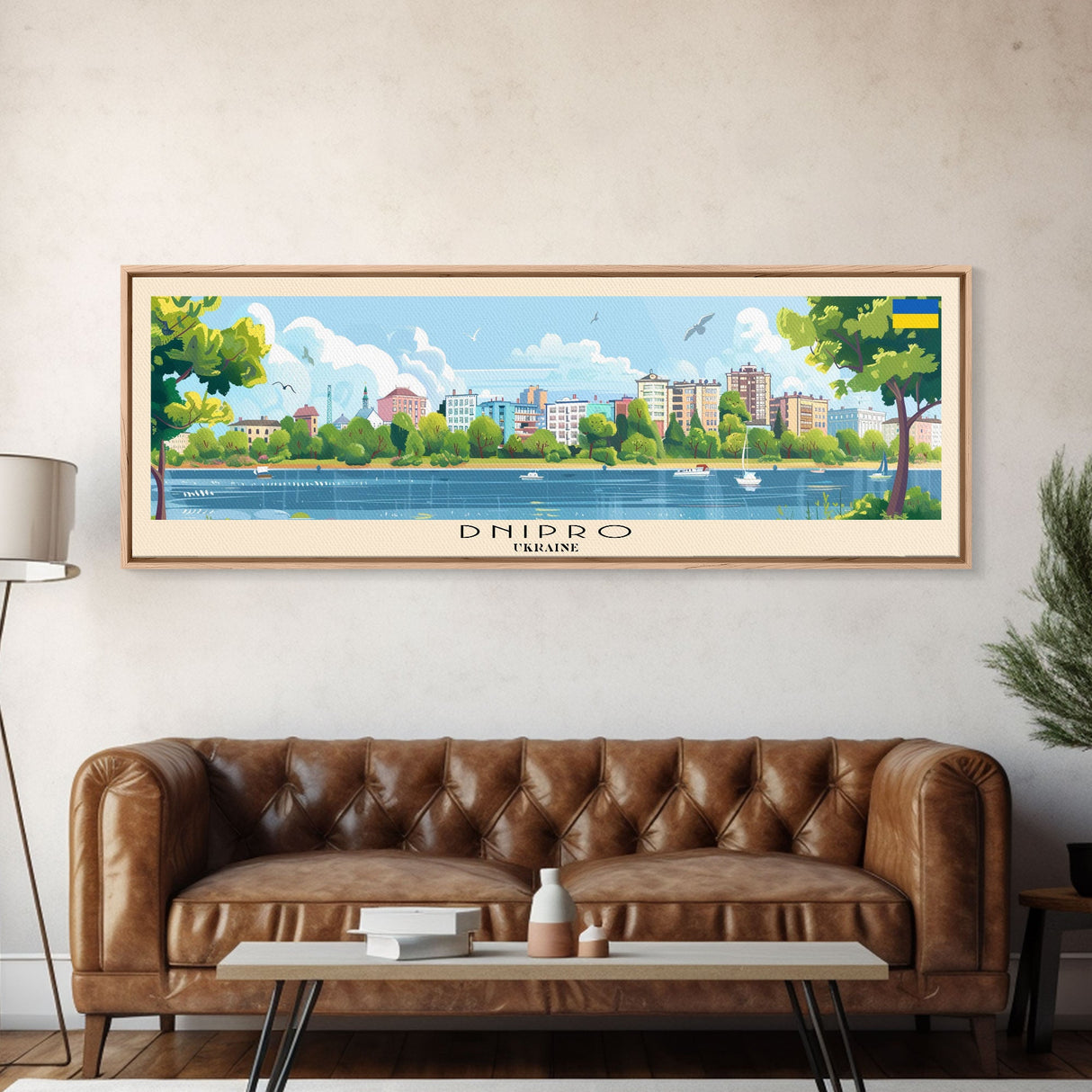 Dnipro Ukraine Wall Art, Panoramic Travel Poster, Panoramic Framed Canvas Print, City Wall Art, Wall Hanging Home Decor, Travel Art