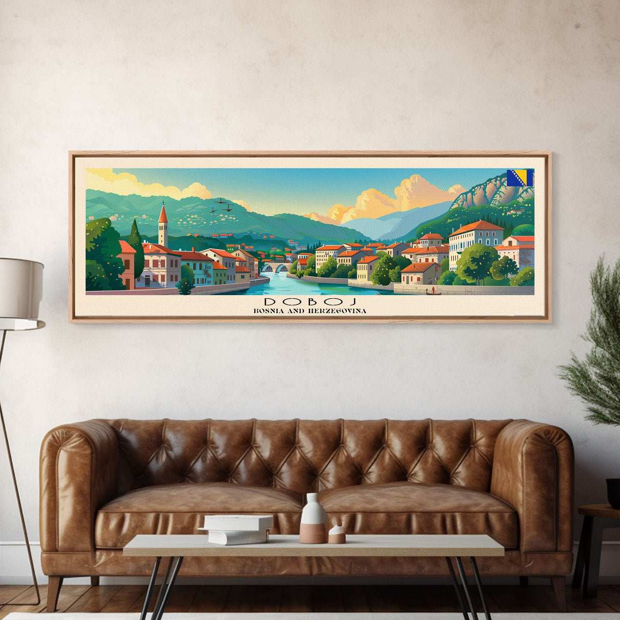 Doboj Bosnia Travel Print Wall Art, Panoramic City Art, Travel Art, Wall Decor, Vacation Gift, Framed Canvas Print Or Metal Art