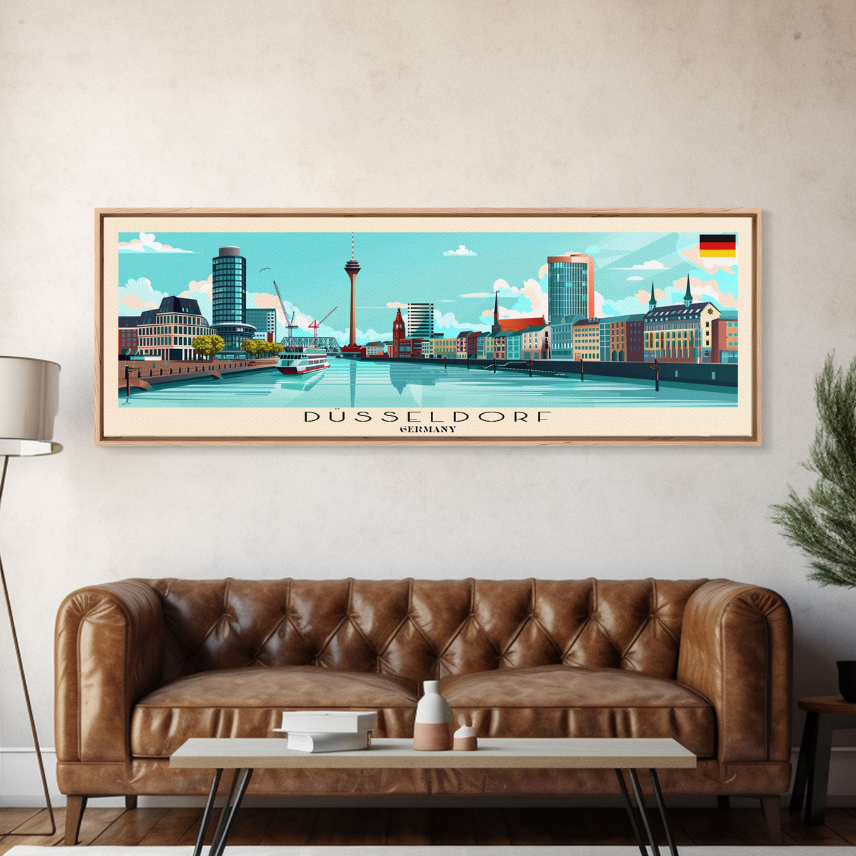 Dusseldorf Germany Travel Art, City Art, Framed Canvas Print or Metal Wall Art, Europe Travel Poster, Panoramic Wall Art, Extra Wide Wall Art