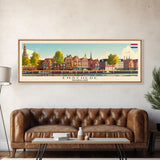 Enschede Netherlands Wall Art, Panoramic Travel Poster, Panoramic Framed Canvas Print, City Wall Art, Wall Hanging Home Decor, Travel Art