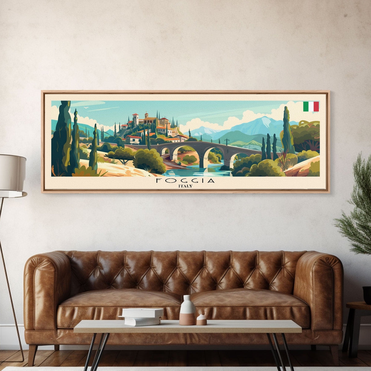 Foggia Italy Wall Art, Panoramic Travel Poster, Panoramic Framed Canvas Print, City Wall Art, Wall Hanging Home Decor, Travel Art