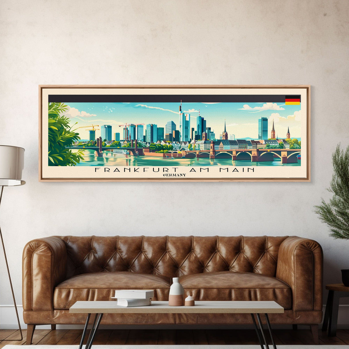 Frankfurt Germany Travel Print Wall Art, Panoramic City Art, Travel Art, Wall Decor, Vacation Gift, Framed Canvas Print Or Metal Art