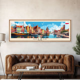 Gdansk Poland Travel Print Wall Art, Panoramic City Art, Travel Art, Wall Decor, Vacation Gift, Framed Canvas Print Or Metal Art