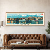 Geneva Switzerland Wall Art, Panoramic Travel Poster, Panoramic Framed Canvas Print, City Wall Art, Wall Hanging Home Decor, Travel Art