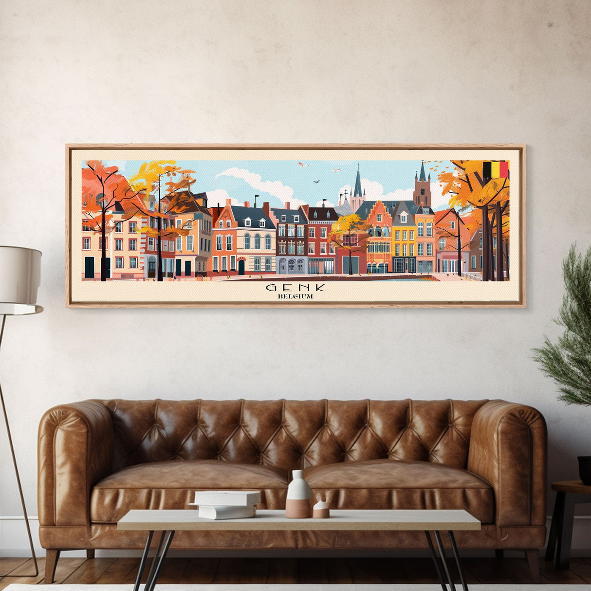 Genk Belgium Travel Print Wall Art, Panoramic City Art, Travel Art, Wall Decor, Vacation Gift, Framed Canvas Print Or Metal Art