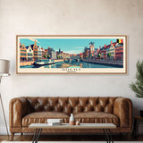 Ghent Belgium Wall Art, Panoramic Travel Poster, Panoramic Framed Canvas Print, City Wall Art, Wall Hanging Home Decor, Travel Art