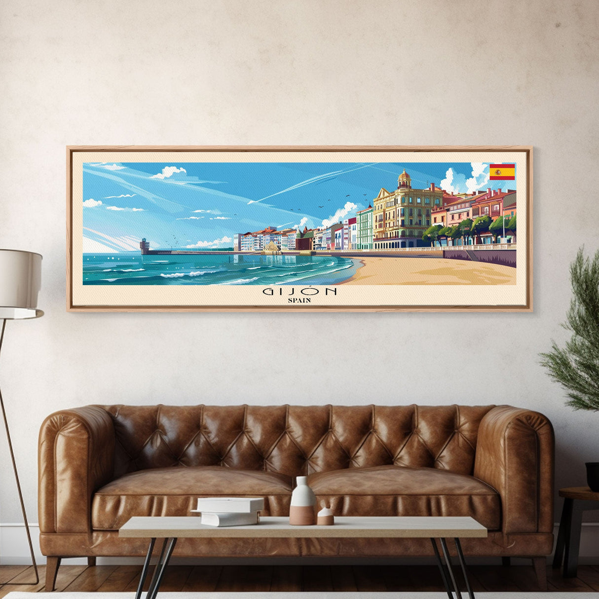 Gijón Spain Travel Print Wall Art, Panoramic City Art, Travel Art, Wall Decor, Vacation Gift, Framed Canvas Print Or Metal Art