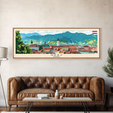 Graz Austria Wall Art, Panoramic Travel Poster, Panoramic Framed Canvas Print, City Wall Art, Wall Hanging Home Decor, Travel Art