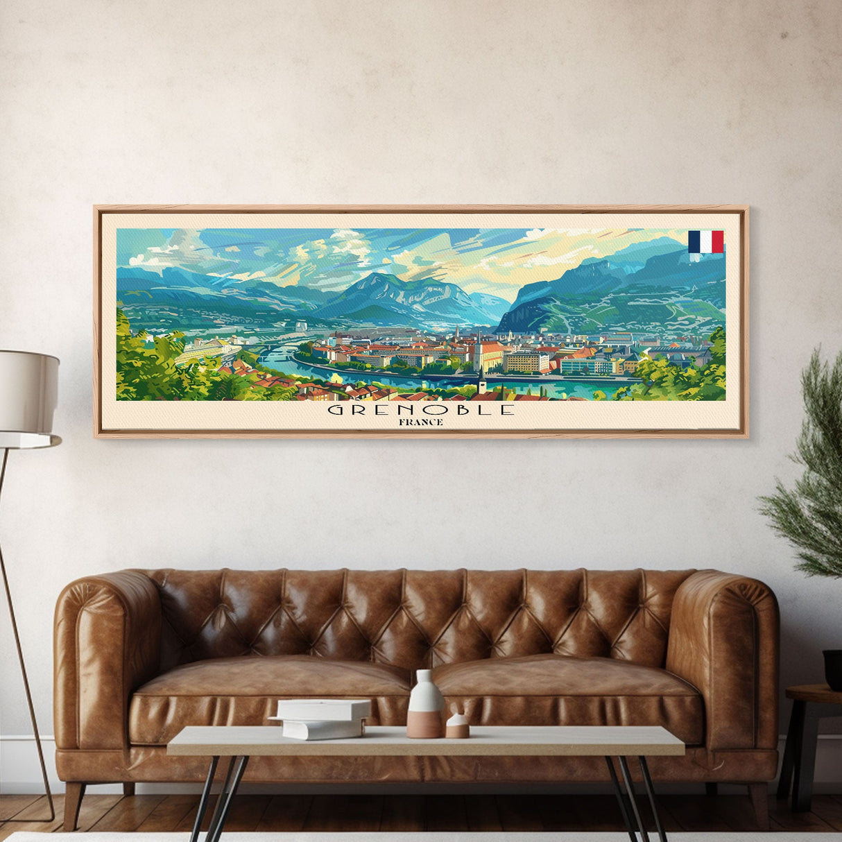 Grenoble France Travel Print Wall Art, Panoramic City Art, Travel Art, Wall Decor, Vacation Gift, Framed Canvas Print Or Metal Art