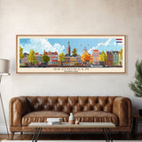 Groningen Netherlands Travel Art, City Art, Framed Canvas Print or Metal Wall Art, Europe Travel Poster, Panoramic Wall Art, Extra Wide Wall Art