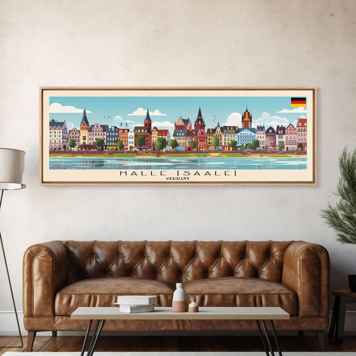 Halle Saale Germany Wall Art, Panoramic Travel Poster, Panoramic Framed Canvas Print, City Wall Art, Wall Hanging Home Decor, Travel Art