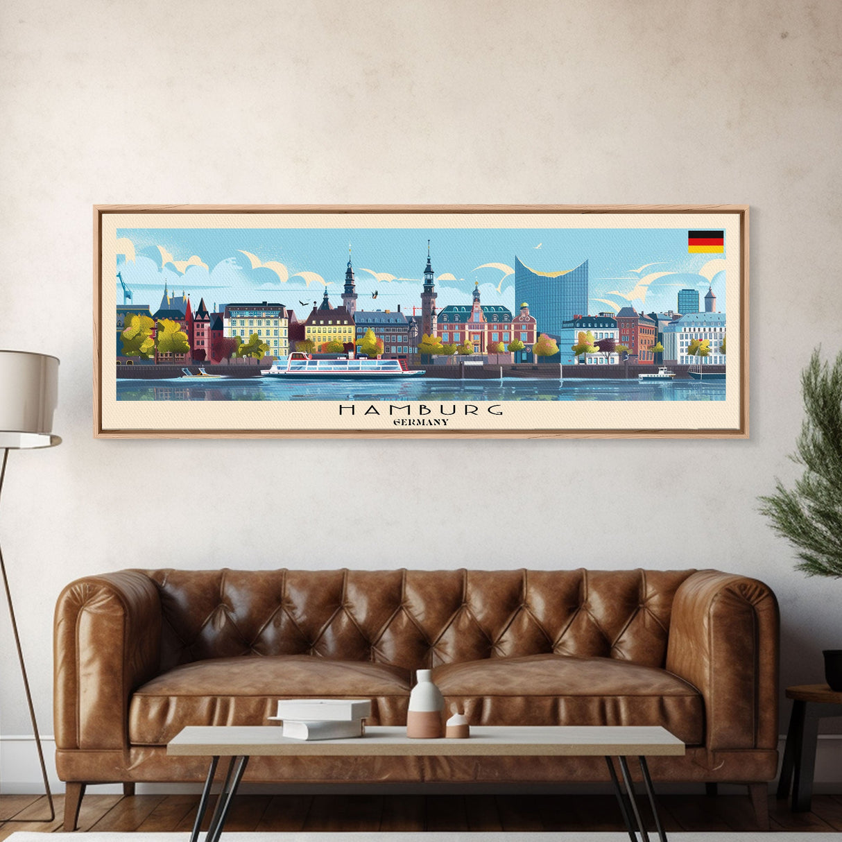 Hamburg Germany Travel Print Wall Art, Panoramic City Art, Travel Art, Wall Decor, Vacation Gift, Framed Canvas Print Or Metal Art